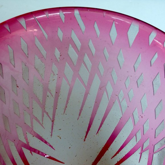 Jim Engebretson & Renee Nielsen Sculpture Art Hand Glass Vase Bowl Diamond Pink - Picture 7 of 9